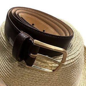 John Henry Men's Leather Belt Brown with gold buckle Size 42-105!!!